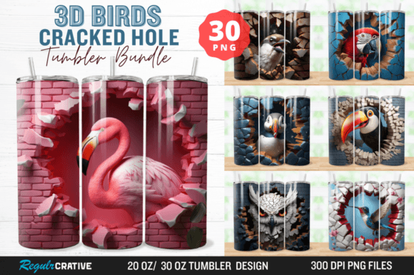 3D Birds Cracked Hole Tumbler Bundle Guide