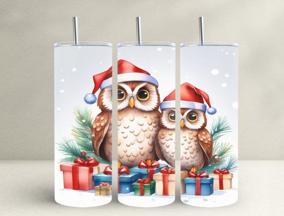 3D Christmas Owl Tumbler Wrap