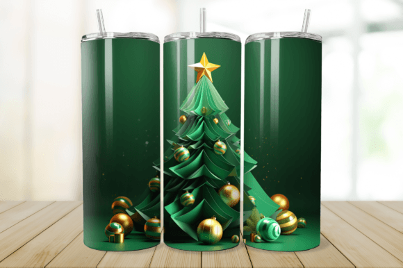 3D Christmas Tree 20oz Skinny Tumbler Design