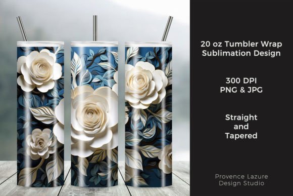 3d Design White Roses 20 Oz Tumbler Wrap: Elevating Sublimation Aesthetics
