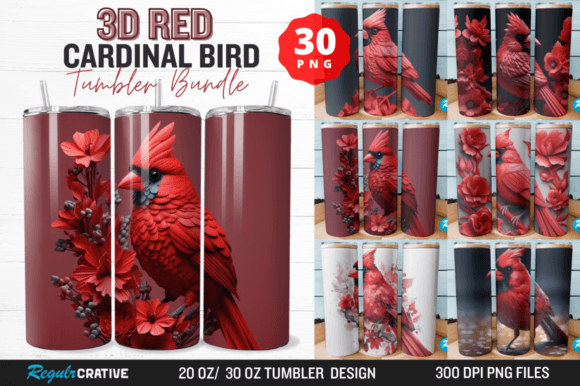 3D Red Cardinal Bird Tumbler Bundle: Elevating Sublimation Design Quality