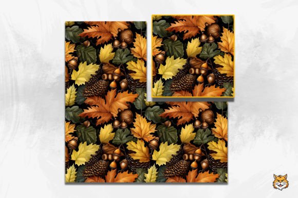 Autumn Leaves Acorns Seamless Pattern
