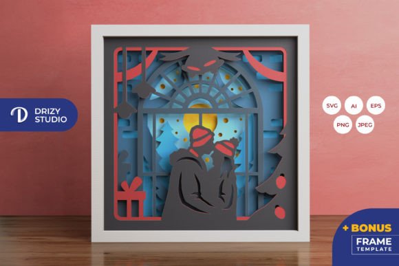 Crafting Romance: The Art of the Couple on Christmas Eve 3D Shadow Box