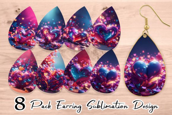 Earring Teardrop 3D Vibrant Love Design