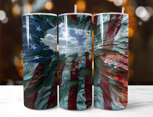 Elevate Your Drinkware with the American Flag 3D Design Tumbler Wrap