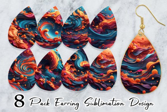Elevate Your Jewelry Business with the Earring Teardrop 3D Wave Colorful Sublimation Bundle