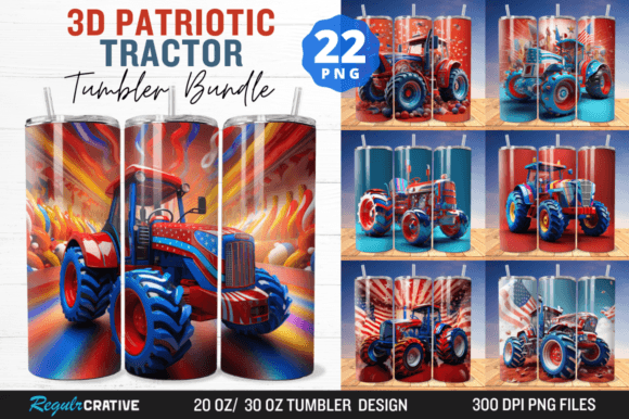 Elevating Custom Merchandise with the 3D Patriotic Tractor Tumbler Wrap Bundle