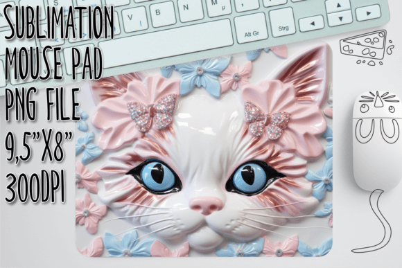 Elevating Desk Aesthetics with 3D Cat Charm Mouse Pad Sublimation Designs