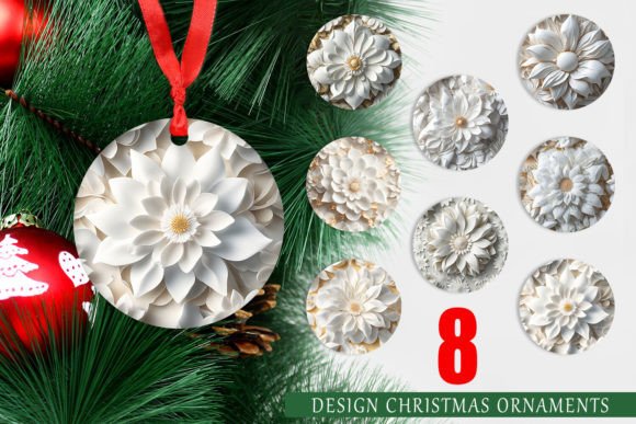 Elevating Holiday Branding with High-Resolution 3D White Flower Ornament Designs