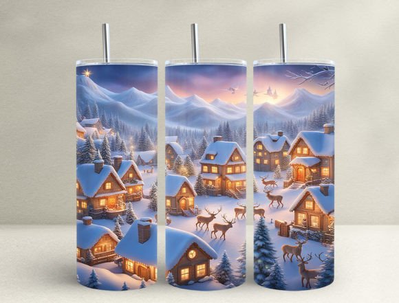 Elevating Holiday Merchandise with the 3D Christmas Village 20oz Tumbler Wrap