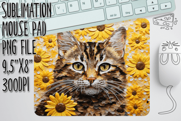 Elevating Workspace Aesthetics: The Strategic Value of the Kitty Flower 3D Mouse Pad Sublimation Design