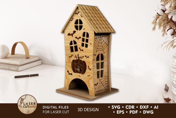 Halloween Decorative House 3D Design: Elevating Seasonal Crafts with Precision Digital Files