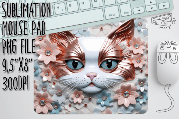 Playful Kitty 3D Mouse Mat Design
