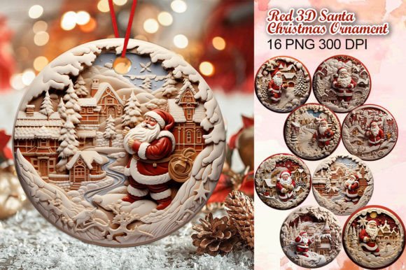 Red 3D Santa Christmas Ornament: Elevating Holiday Designs with Digital Precision